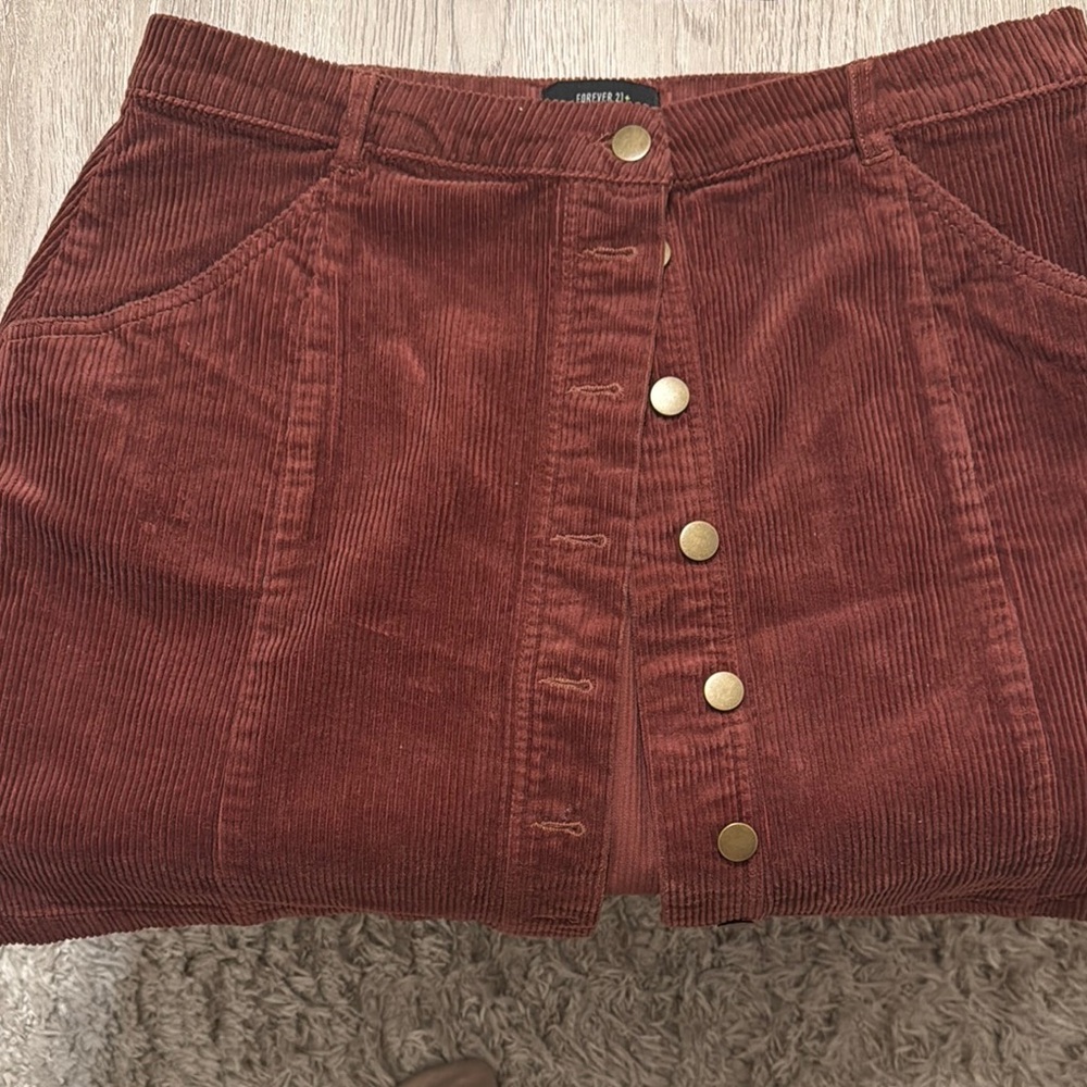 Corduroy Button-Front Skirt